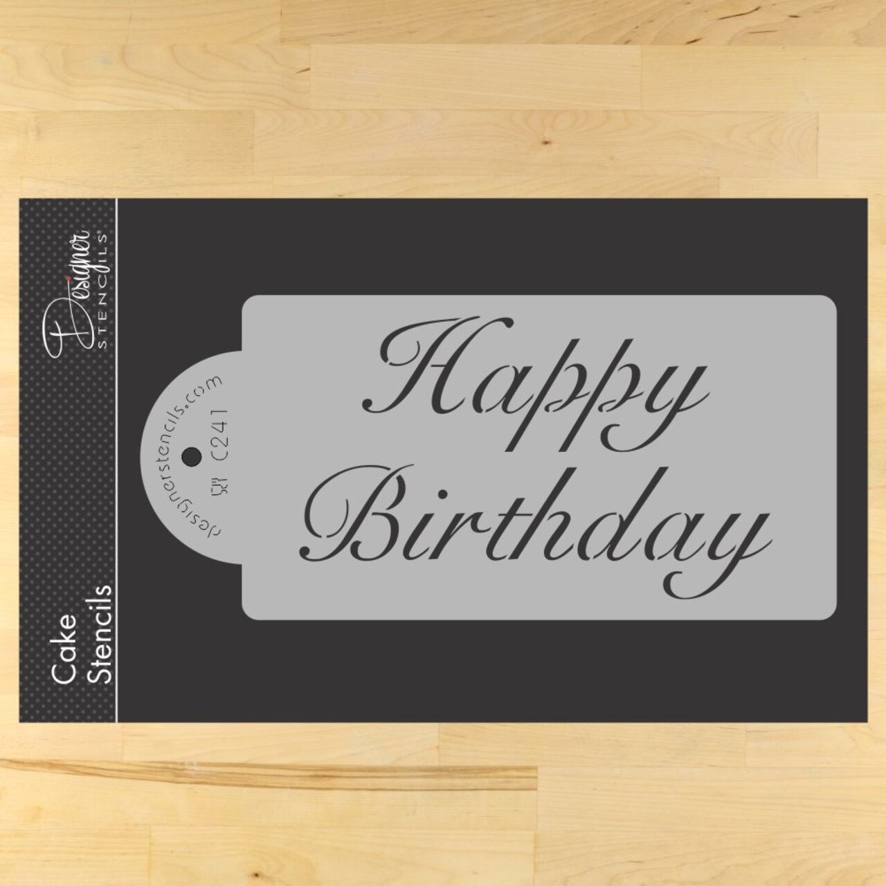 Fancy Happy Birthday Cake Stencil | C241 by Designer Stencils | Stencils for Royal Icing, Airbrush, Dusting Powder |
